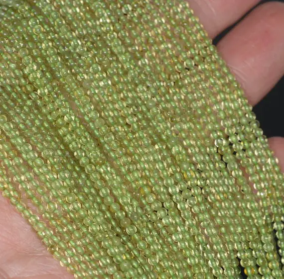 Natural Peridot Gemstone Green Round 2-3mm Loose Beads 15 Inch Full Strand (90147964-107-2mm F)