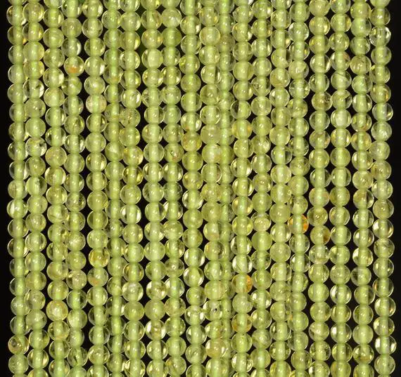 3mm Pedoretes Peridot Gemstone Green Round 3mm Loose Beads 16 Inch Full Strand (90147946-107-3mm F)