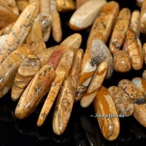 Shop Picture Jasper Beads! Vast Desert Picture Jasper Gemstones Stick Pebble Chip 23X8MM Loose Beads 7.5 inch Half Strand (90108530-106) | Natural genuine beads Picture Jasper beads for beading and jewelry making.  #jewelry #beads #beadedjewelry #diyjewelry #jewelrymaking #beadstore #beading #affiliate #ad