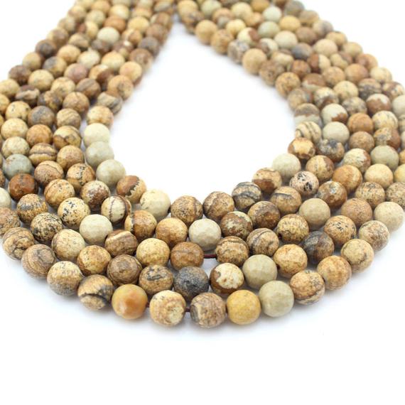 4-10mm Faceted Picture Jasper Beads,natural Gemstone Beads,round Jasper Beads,wholesale  Beads,diy Jewelry Supplies-15-16 Inches-eb356