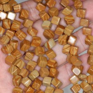 Shop Picture Jasper Bead Shapes! 6MM Hickory Brown Picture Jasper Gemstone Square Cube Diagonal Loose Beads 15.5 inch Full Strand (90182141-A116) | Natural genuine other-shape Picture Jasper beads for beading and jewelry making.  #jewelry #beads #beadedjewelry #diyjewelry #jewelrymaking #beadstore #beading #affiliate #ad