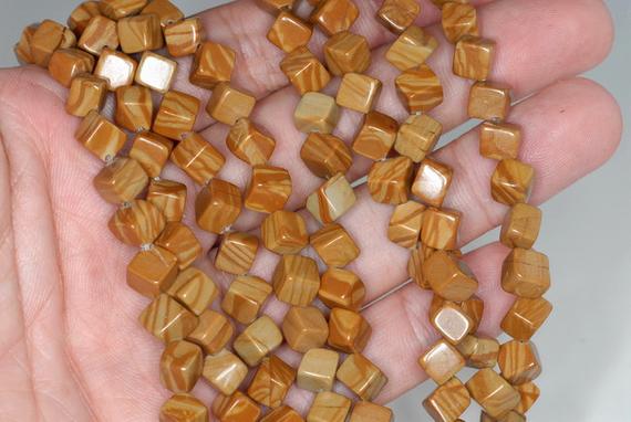 6mm Hickory Brown Picture Jasper Gemstone Square Cube Diagonal Loose Beads 15.5 Inch Full Strand (90182141-a116)