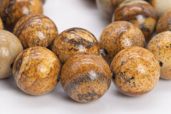 Genuine Natural Picture Jasper Gemstone Beads 12mm Brown Round Aaa Quality Loose Beads (101939)