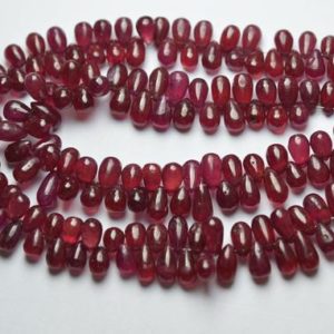 Shop Pink Sapphire Beads! 6 Inches Strand, Natural Pink Sapphire Smooth Tear Drops. Size 6-7mm | Natural genuine other-shape Pink Sapphire beads for beading and jewelry making.  #jewelry #beads #beadedjewelry #diyjewelry #jewelrymaking #beadstore #beading #affiliate #ad