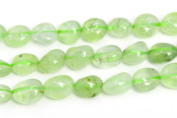 7-9mm Prehnite Beads Pebble Nugget Grade A Genuine Natural Gemstone Beads 15.5" / 7.5" Bulk Lot Options (108417)