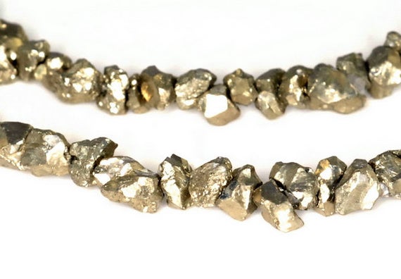 4mm-5mm Iron Pyrite Gemstone, Rough Edge Granule Pebble Chips Loose Beads 16 Inch Full Strand (90189084-353)