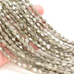 Shop Pyrite Chip & Nugget Beads! 5-7mm Pyrite Gemstone Grade Aaa Faceted Hexagon Nugget Cube Beads 15.5 Inch Full Strand BULK LOT 1,2,6,12 and 50 (80007343-406) | Natural genuine chip Pyrite beads for beading and jewelry making.  #jewelry #beads #beadedjewelry #diyjewelry #jewelrymaking #beadstore #beading #affiliate #ad