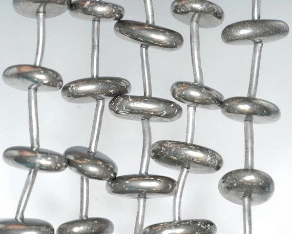 18x13mm Iron Pyrite Gemstone Slice Flat Nugget Oval Loose Beads 16 Inch Full Strand (90185938-854)