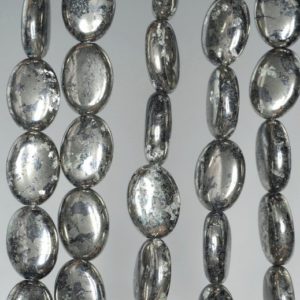 Shop Pyrite Bead Shapes! 14x10mm Black Gold Iron Pyrite Intrusion Gemstone Grade A Oval Loose Beads 16 inch Full Strand (90185948-854) | Natural genuine other-shape Pyrite beads for beading and jewelry making.  #jewelry #beads #beadedjewelry #diyjewelry #jewelrymaking #beadstore #beading #affiliate #ad