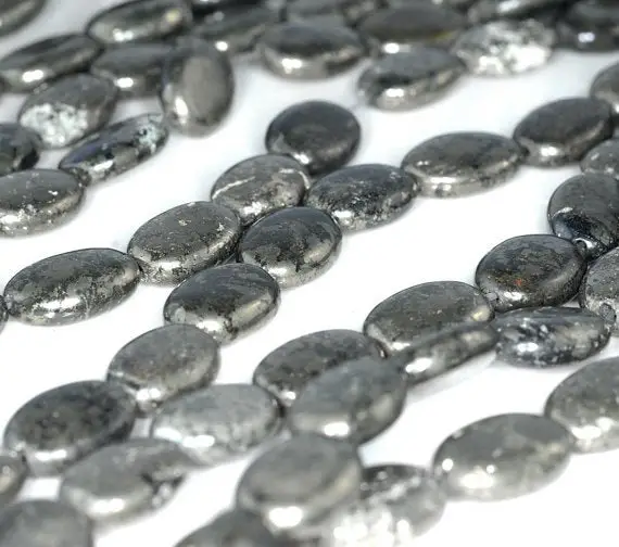 16x12mm Black Gold Iron Pyrite Intrusion Gemstone Grade Ab Oval Loose Beads 16 Inch Full Strand Lot 1,2,6 (90185949-855)