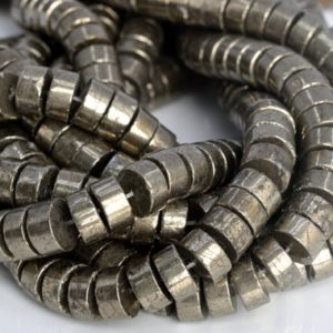 Shop Pyrite Rondelle Beads! 10x5MM Copper Pyrite Beads Rondelle Slice AAA Genuine Natural Gemstone Half Strand Loose Beads 7.5" BULK LOT 1,3,5,10,50 (104999h-1382) | Natural genuine rondelle Pyrite beads for beading and jewelry making.  #jewelry #beads #beadedjewelry #diyjewelry #jewelrymaking #beadstore #beading #affiliate #ad