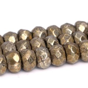 Shop Pyrite Rondelle Beads! 4x3MM Copper Pyrite Beads Grade AAA Natural GemstoneFaceted rondelle Loose Beads 15.5"/ 7.5" Bulk Lot Options(102319) | Natural genuine rondelle Pyrite beads for beading and jewelry making.  #jewelry #beads #beadedjewelry #diyjewelry #jewelrymaking #beadstore #beading #affiliate #ad