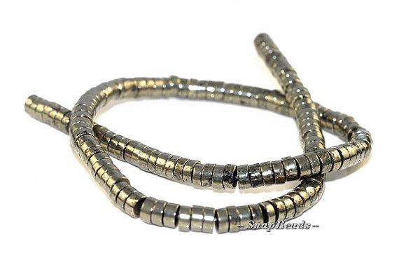 6x3mm Iron Pyrite Gemstones, Heishi Rondelle Slice, 6x3mm Loose Beads 15.5 Inch Full Strand Lot 1,2,6,12 And 20 (90107057-409)