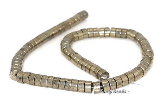 8x4mm Palazzo Iron Pyrite Gemstone Heishi Rondelle 8x4mm Loose Beads 15.5 Inch Full Strand Lot 1,2,6,12 And 20 (90145057-409)