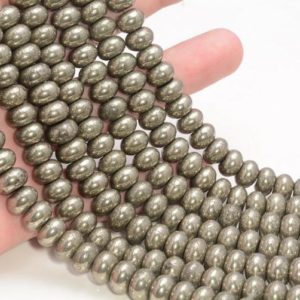Shop Pyrite Rondelle Beads! 10x6mm Palazzo Iron Pyrite Gemstone Rondelle 10x6mm Loose Beads 15.5 inch Full Strand LOT 1,2,6,12 and 20 (90144945-404) | Natural genuine rondelle Pyrite beads for beading and jewelry making.  #jewelry #beads #beadedjewelry #diyjewelry #jewelrymaking #beadstore #beading #affiliate #ad