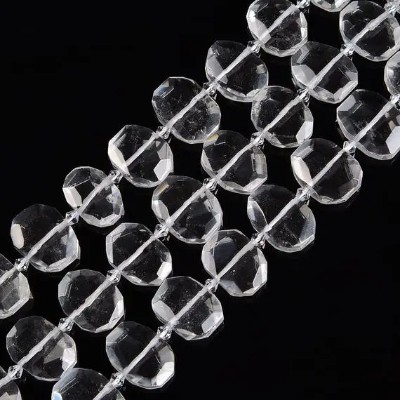 Clear Quartz Rectangle Slice Faceted Octagon Beads Approx 15x20mm 15.5" Strand