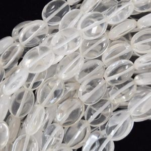 14mm clear crystal quartz flat oval beads 15.5" strand | Natural genuine other-shape Gemstone beads for beading and jewelry making.  #jewelry #beads #beadedjewelry #diyjewelry #jewelrymaking #beadstore #beading #affiliate #ad