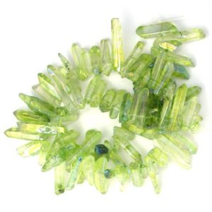 Shop Quartz Crystal Bead Shapes! 20-30mm rock crystal stick tooth beads 15.5" strand rainbow green S1 36656 | Natural genuine other-shape Quartz beads for beading and jewelry making.  #jewelry #beads #beadedjewelry #diyjewelry #jewelrymaking #beadstore #beading #affiliate #ad