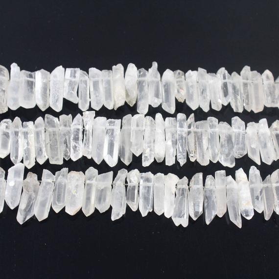 Polished Quartz Crystal Point Beads Strand ,clear Rock Quartz Spike Top Drilled Beads, Gemstone Loose Beads, Jewelry Findings  - - Ns225