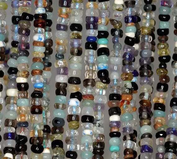 4x2mm Gala Mix Quartz Gemstone Assorted Gems Rondelle Loose Beads 15.5 Inch Full Strand Lot 1,2,6,12 And 50 (90191896-849)