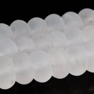 8x5MM Matte Crystal Clear Quartz Beads AAA Genuine Natural Gemstone Rondelle Loose Beads 14.5" / 7.5" Bulk Lot Options (104159) | Natural genuine rondelle Quartz beads for beading and jewelry making.  #jewelry #beads #beadedjewelry #diyjewelry #jewelrymaking #beadstore #beading #affiliate #ad
