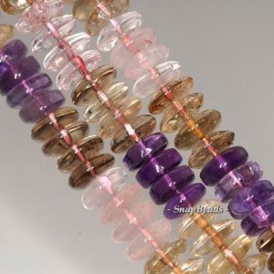 Shop Quartz Crystal Rondelle Beads! 12x5mm Mix Quartz Gemstone Rondelle Loose Beads 8 inch Half Strand LOT 1,2,6 and 12 (90144183-B33-562) | Natural genuine rondelle Quartz beads for beading and jewelry making.  #jewelry #beads #beadedjewelry #diyjewelry #jewelrymaking #beadstore #beading #affiliate #ad