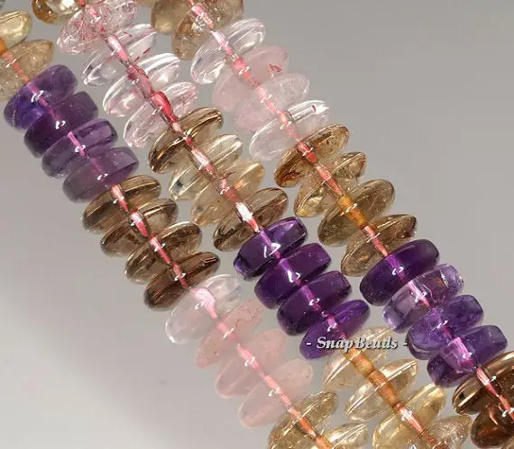 12x5mm Mix Quartz Gemstone Rondelle Loose Beads 8 Inch Half Strand Lot 1,2,6 And 12 (90144183-b33-562)