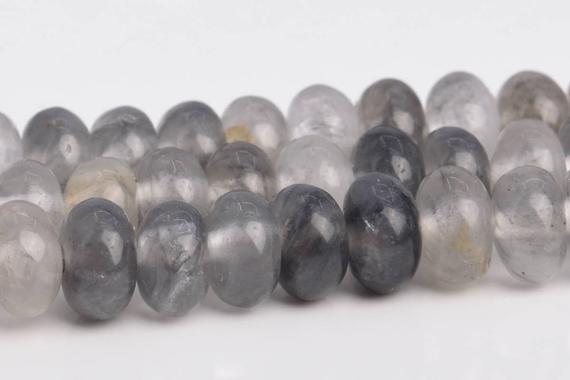 Gray Crystal Quartz Beads Grade A Genuine Natural Gemstone Rondelle Loose Beads 6x4mm 8x5mm 10x6mm Bulk Lot Options