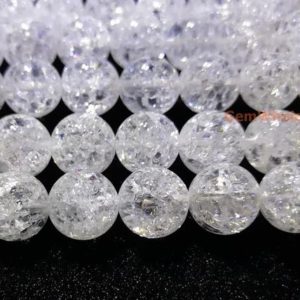 Shop Quartz Crystal Round Beads! 15.5" Natural 4mm/6mm cracked rock crystal quartz round beads, white gemstone, white semi-precious stone JGXO | Natural genuine round Quartz beads for beading and jewelry making.  #jewelry #beads #beadedjewelry #diyjewelry #jewelrymaking #beadstore #beading #affiliate #ad
