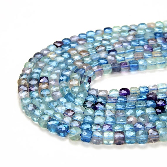 4mm Rainbow Fluorite Gemstone Grade Aaa Micro Faceted Square Cube Loose Beads (p4) 4mm Rainbow Fluorite Gemstone Grade Aaa Micro Faceted Square Cube Loose Beads (p4)