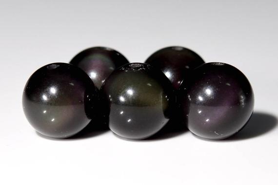 Genuine Natural Obsidian Gemstone Beads 6mm Rainbow Round Aaa Quality Loose Beads (104141)