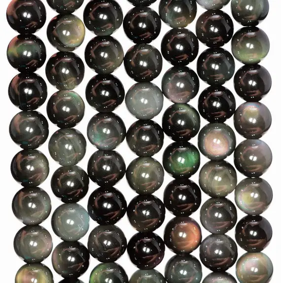 8mm Rainbow Obsidian Gemstone Grade Aaa Round Loose Beads 15 Inch Full Strand (80005486-400)