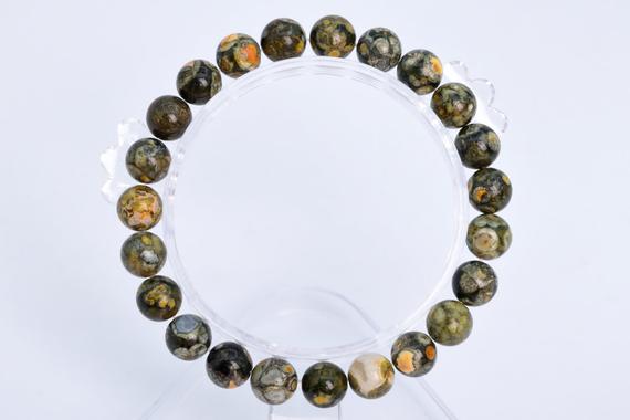 8mm Rainforest Rhyolite Beads Bracelet Grade Aaa Genuine Natural Round Gemstone 7" Bulk Lot Options (106601h-2015)