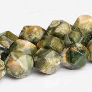 Shop Rainforest Jasper Faceted Beads! Rainforest Rhyolite Beads Star Cut Faceted Grade AAA Genuine Natural Gemstone Loose Beads 5-6MM 7-8MM Bulk Lot Options | Natural genuine faceted Rainforest Jasper beads for beading and jewelry making.  #jewelry #beads #beadedjewelry #diyjewelry #jewelrymaking #beadstore #beading #affiliate #ad