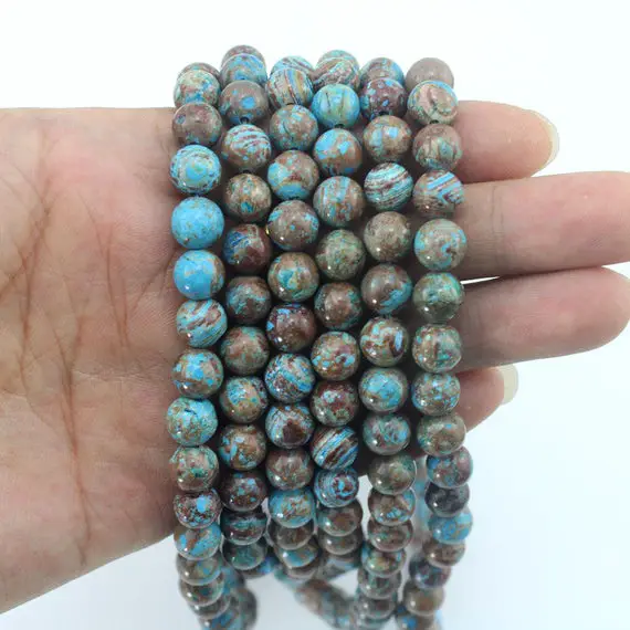 4/6/8/10/12mm Natural Blue Brown Striped Stone, Mixed Color Loose Beads, Beautiful Rainforest Gemstone Beads, Diy Jewelry Making----stn00280