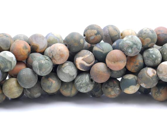 10 Strands 10mm Matte Rhyolite Gemstone Green Brown Round Loose Beads 15 Inch Full Strand Bulk Lot (80002252-m1 X10)