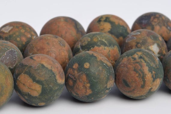 15mm Matte Rainforest Rhyolite Beads Grade Aaa Genuine Natural Gemstone Round Loose Beads 15.5" / 7.5" / 4" Bulk Lot Options (103577)