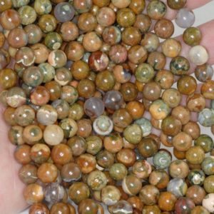 Shop Rainforest Jasper Round Beads! Genuine Natural Rhyolite Green Brown Round 4mm 6mm 8mm 10mm Grade Aa | Natural genuine round Rainforest Jasper beads for beading and jewelry making.  #jewelry #beads #beadedjewelry #diyjewelry #jewelrymaking #beadstore #beading #affiliate #ad