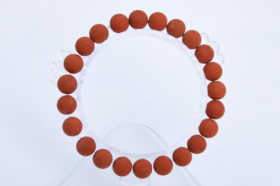 8mm Matte Red Jasper Beads Bracelet Grade Aaa Genuine Natural Round Gemstone 7" Bulk Lot 1,3,5,10 And 50 (106758h-071)
