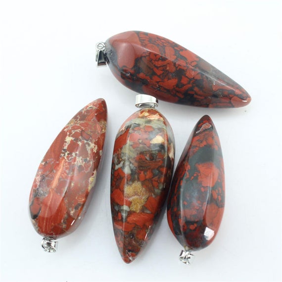 1pcs Large Jasper Stone Pendant, Drop Jasper Pendant,red Jasper Pendant For Diy Necklace.gemstone Pendant Charms