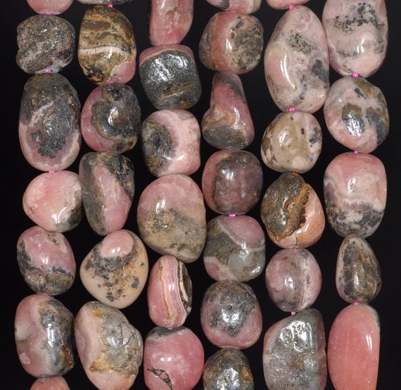 9-10mm  Rhodochrosite Gemstone Grade B Pebble Nugget Granule Loose Beads 15.5 Inch Full Strand (80002550-a61)
