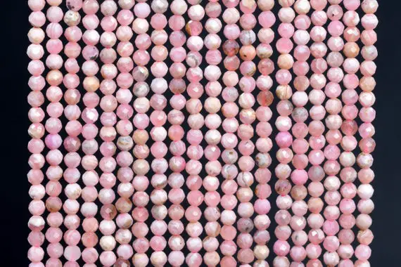 Genuine Natural Argentina Rhodochrosite Gemstone Beads 2mm Pink Faceted Round Aaa Quality Loose Beads (107662)