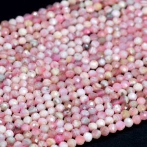 Shop Rhodochrosite Beads! 2MM Rhodochrosite Beads Argentina Genuine Natural Gemstone Full Strand Faceted Round Loose Beads 15.5" Bulk Lot Options (107662-2500) | Natural genuine beads Rhodochrosite beads for beading and jewelry making.  #jewelry #beads #beadedjewelry #diyjewelry #jewelrymaking #beadstore #beading #affiliate #ad