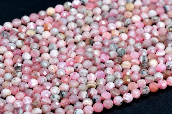 3mm Rhodochrosite Beads Argentina Genuine Natural Gemstone Full Strand Faceted Round Loose Beads 15.5" Bulk Lot Options (107664-2501)