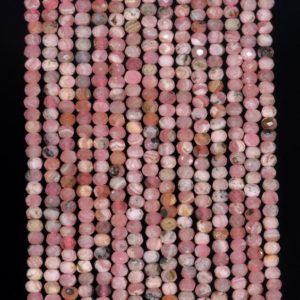 Shop Rhodochrosite Faceted Beads! 3x2mm Argentina Rhodochrosite Gemstone Pink Grade AAA Fine Faceted Rondelle Cut Loose Beads 15.5 inch Full Strand (80002478-794) | Natural genuine faceted Rhodochrosite beads for beading and jewelry making.  #jewelry #beads #beadedjewelry #diyjewelry #jewelrymaking #beadstore #beading #affiliate #ad