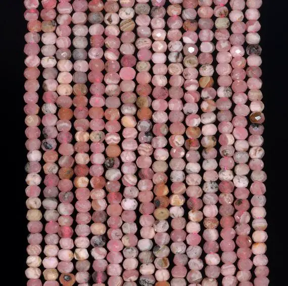 3x2mm Argentina Rhodochrosite Gemstone Pink Grade Aaa Fine Faceted Rondelle Cut Loose Beads 15.5 Inch Full Strand (80002478-794)
