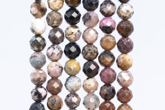 Genuine Natural Argentina Rhodochrosite Gemstone Beads 5mm Multicolor Faceted Round Ab Quality Loose Beads (113231)