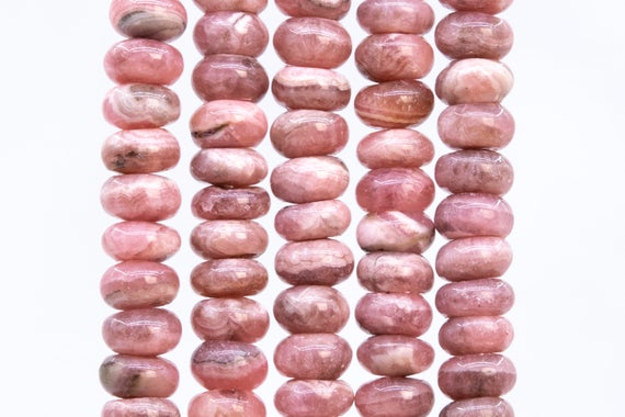 Genuine Natural Argentina Rhodochrosite Gemstone Beads 6x4mm Gray Pink Rondelle A Quality Loose Beads (115491)