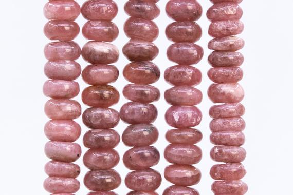 Genuine Natural Argentina Rhodochrosite Gemstone Beads 6x4mm Gray Pink Rondelle A+ Quality Loose Beads (115499)