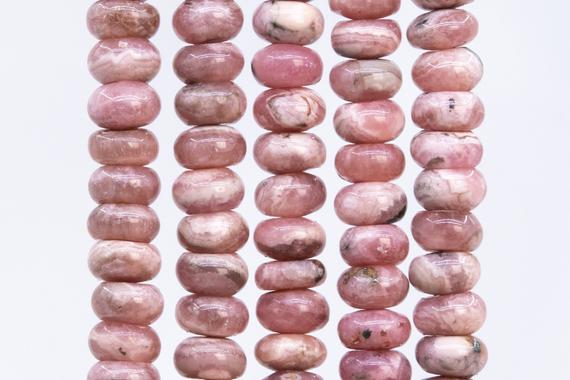 Genuine Natural Argentina Rhodochrosite Gemstone Beads 6x4mm Gray Pink Rondelle A+ Quality Loose Beads (115496)